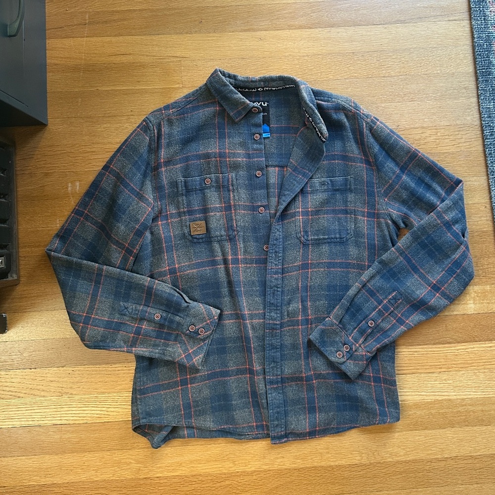 Vintage Kavu Men's Blue and Red Plaid Shirt Jacket